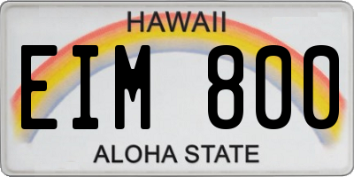 HI license plate EIM800