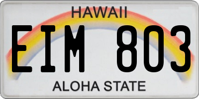 HI license plate EIM803