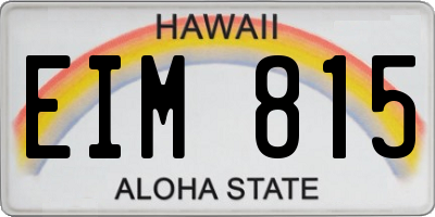 HI license plate EIM815