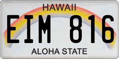 HI license plate EIM816
