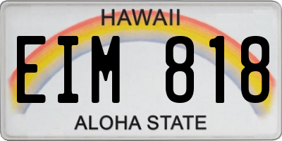 HI license plate EIM818
