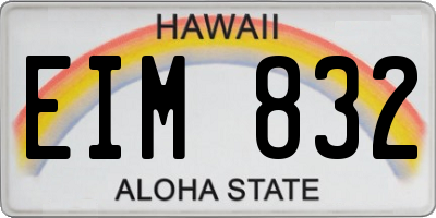 HI license plate EIM832
