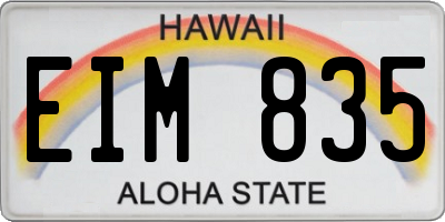 HI license plate EIM835