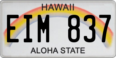 HI license plate EIM837