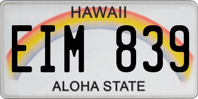 HI license plate EIM839