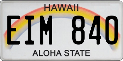 HI license plate EIM840