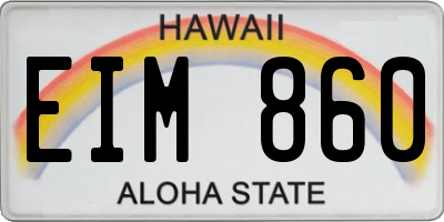 HI license plate EIM860