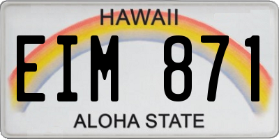 HI license plate EIM871