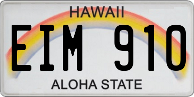 HI license plate EIM910