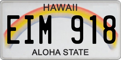 HI license plate EIM918