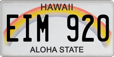 HI license plate EIM920