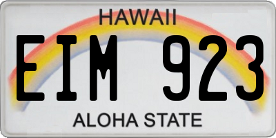HI license plate EIM923