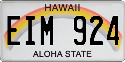 HI license plate EIM924