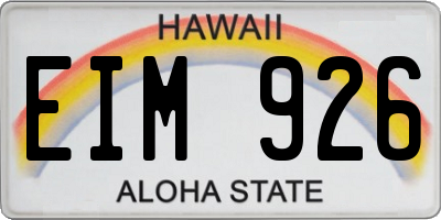HI license plate EIM926