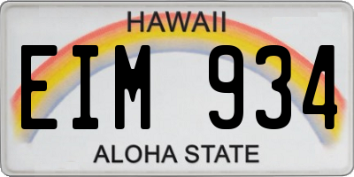 HI license plate EIM934