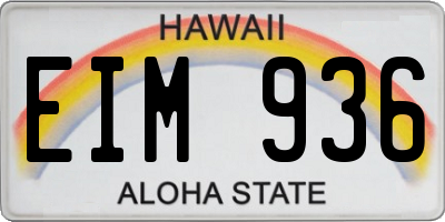 HI license plate EIM936