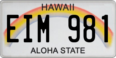 HI license plate EIM981