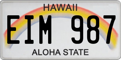 HI license plate EIM987