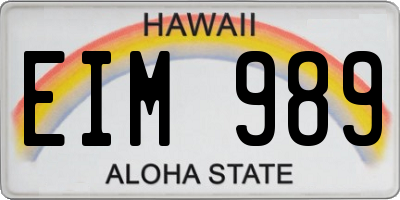 HI license plate EIM989