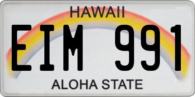 HI license plate EIM991