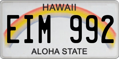 HI license plate EIM992