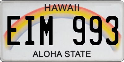 HI license plate EIM993