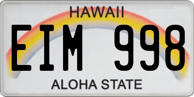 HI license plate EIM998