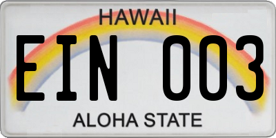 HI license plate EIN003