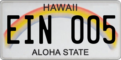 HI license plate EIN005