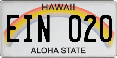 HI license plate EIN020