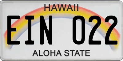 HI license plate EIN022