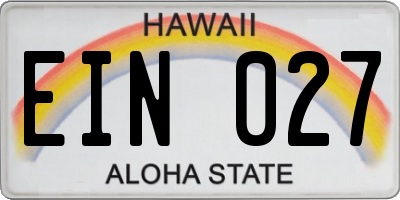 HI license plate EIN027