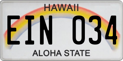 HI license plate EIN034