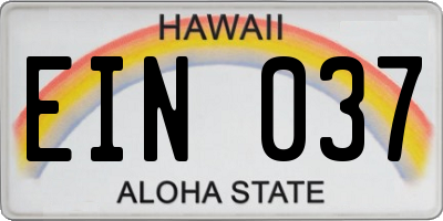 HI license plate EIN037