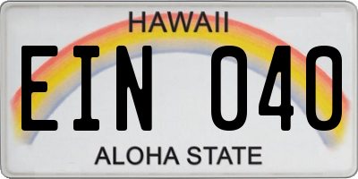 HI license plate EIN040