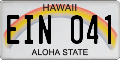HI license plate EIN041