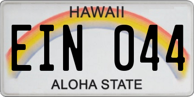 HI license plate EIN044
