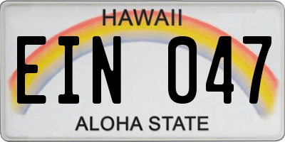 HI license plate EIN047