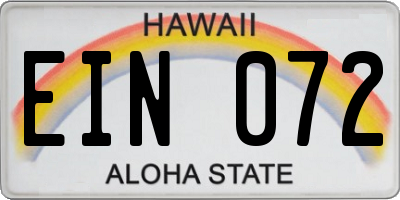 HI license plate EIN072
