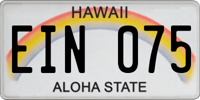 HI license plate EIN075