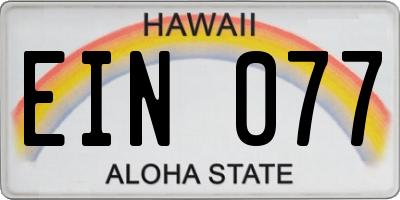 HI license plate EIN077