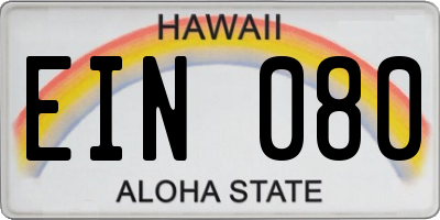 HI license plate EIN080