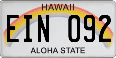 HI license plate EIN092
