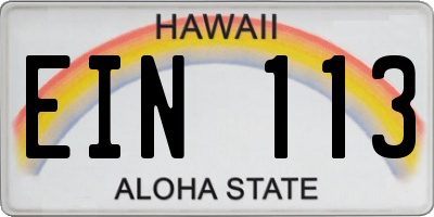 HI license plate EIN113