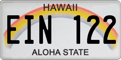 HI license plate EIN122