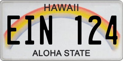 HI license plate EIN124