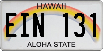 HI license plate EIN131