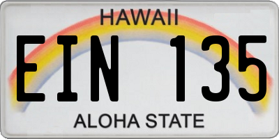 HI license plate EIN135