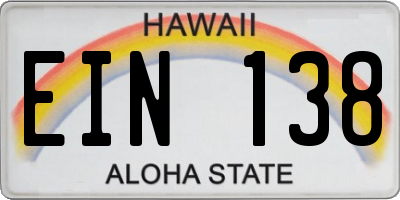 HI license plate EIN138