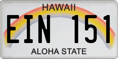 HI license plate EIN151